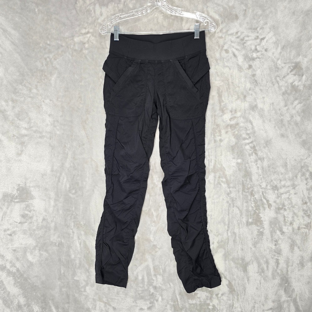 Lululemon Studio Pant Ruched Cargo Joggers Black‎ Textured Womens Size 4